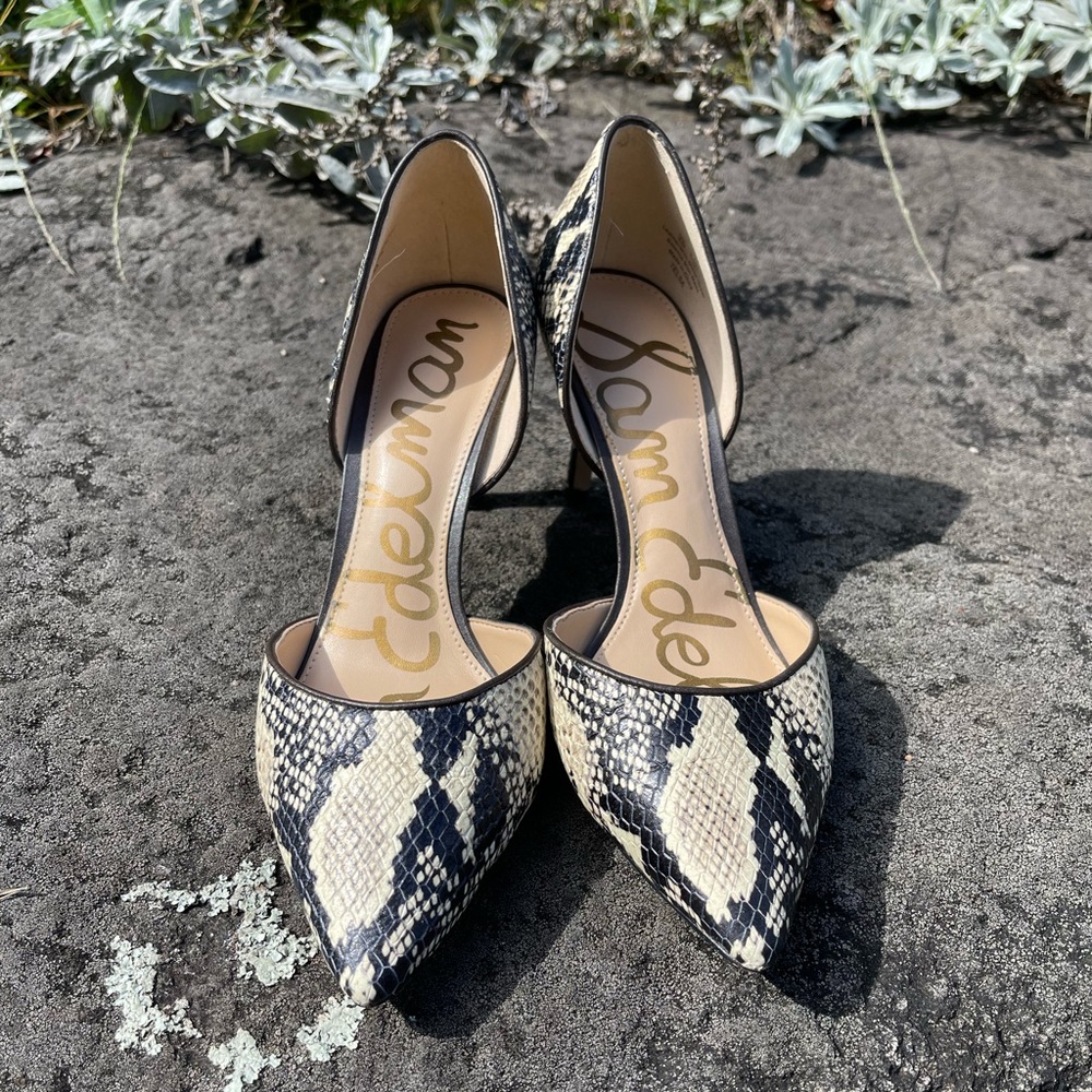 Sam Edelman Telsa D’Orsay Brown And Cream Snakeskin Pump Size 6M